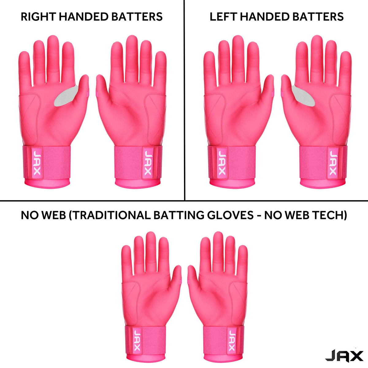 Jax Strap Cuff Batting Gloves - Pink