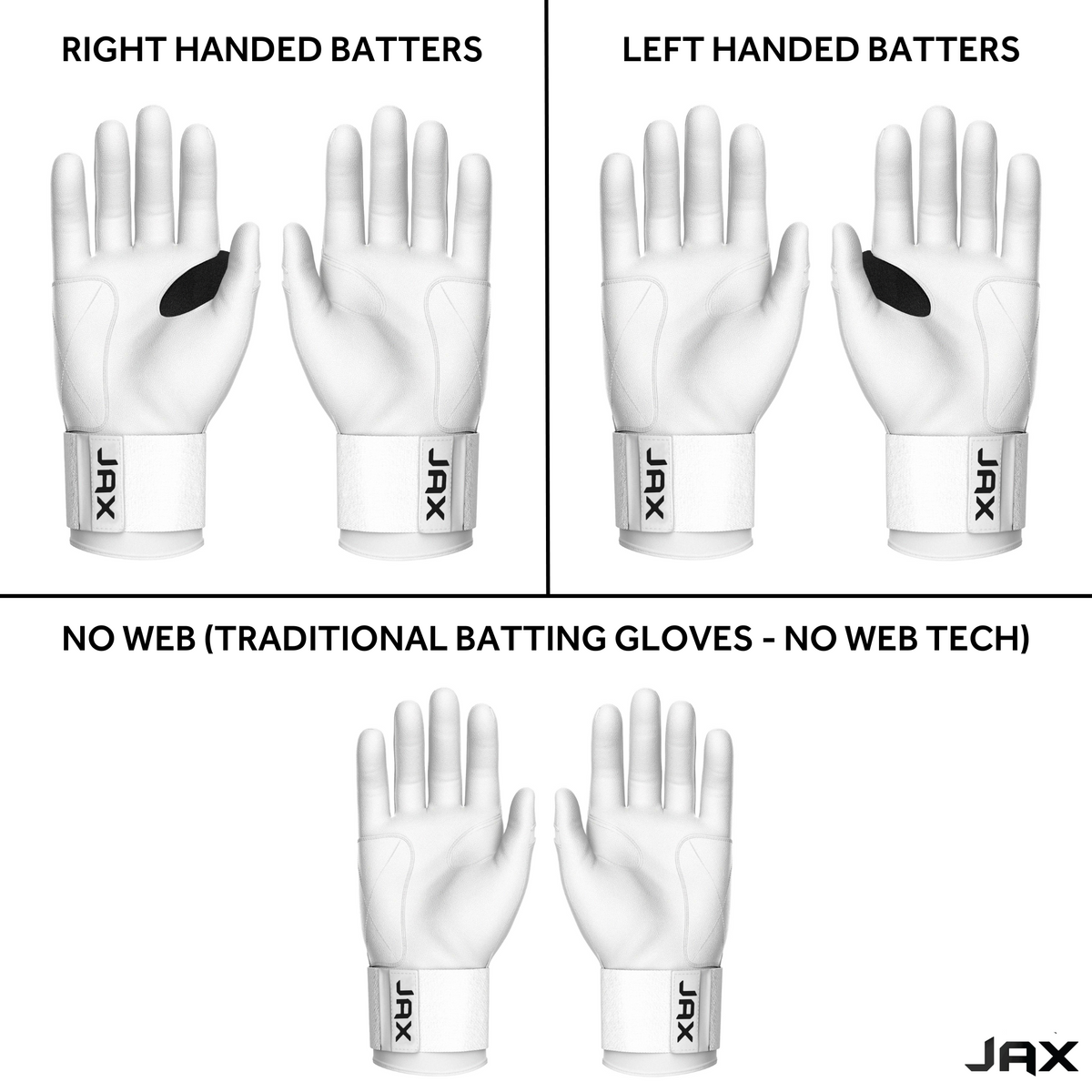 Jax Strap Cuff Batting Gloves - White