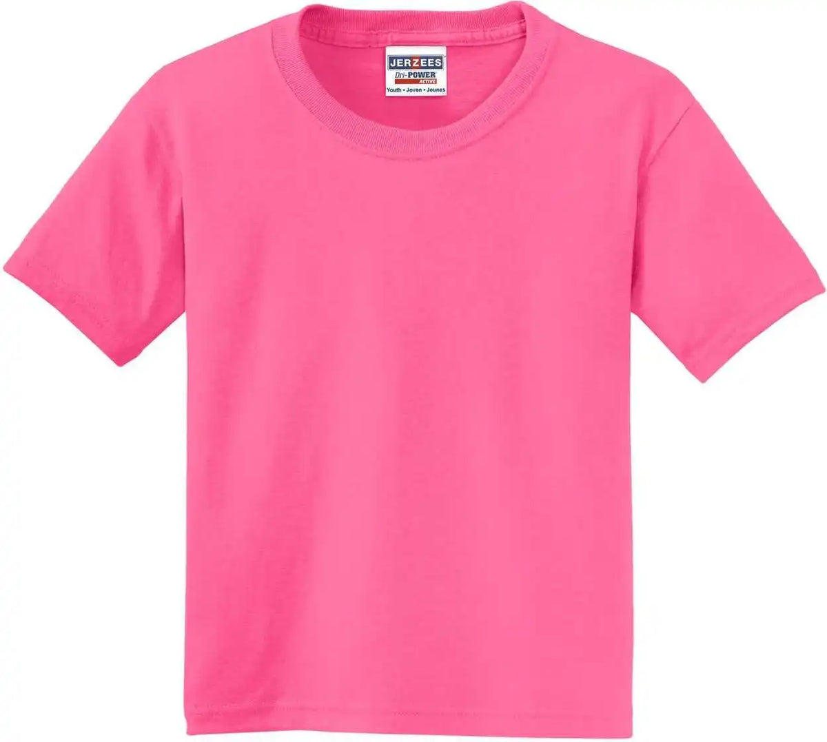 Jerzees 29b Youth Dri Power 50/50 Cotton/poly t Shirt Neon Pink