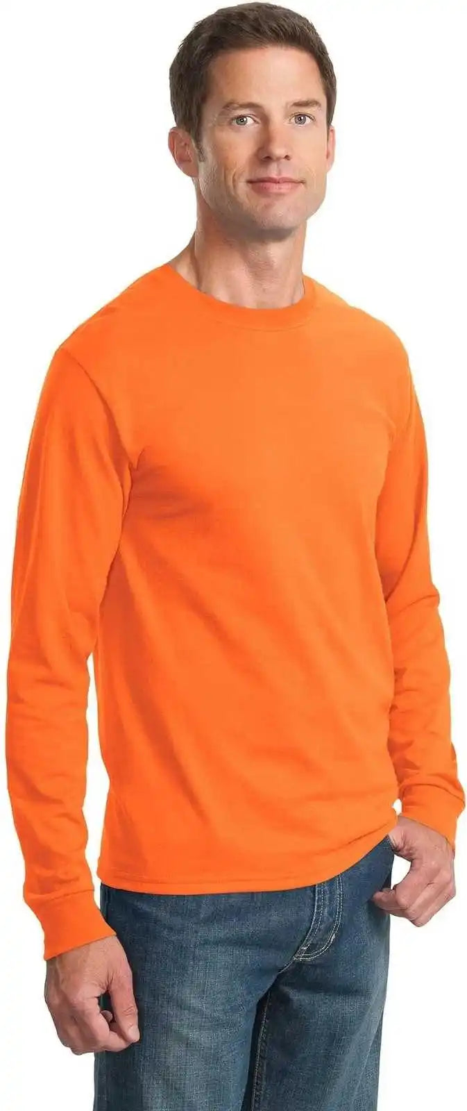 Jerzees 29ls Dri Power 50/50 Cotton/poly Long Sleeve t Shirt Safety Orange