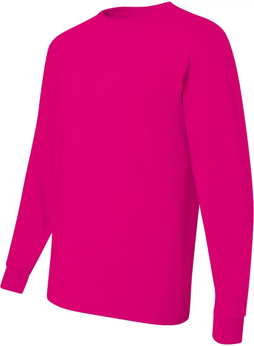 Jerzees 29lsr Dri-power Long Sleeve 50/50 T-shirt - Cyber Pink