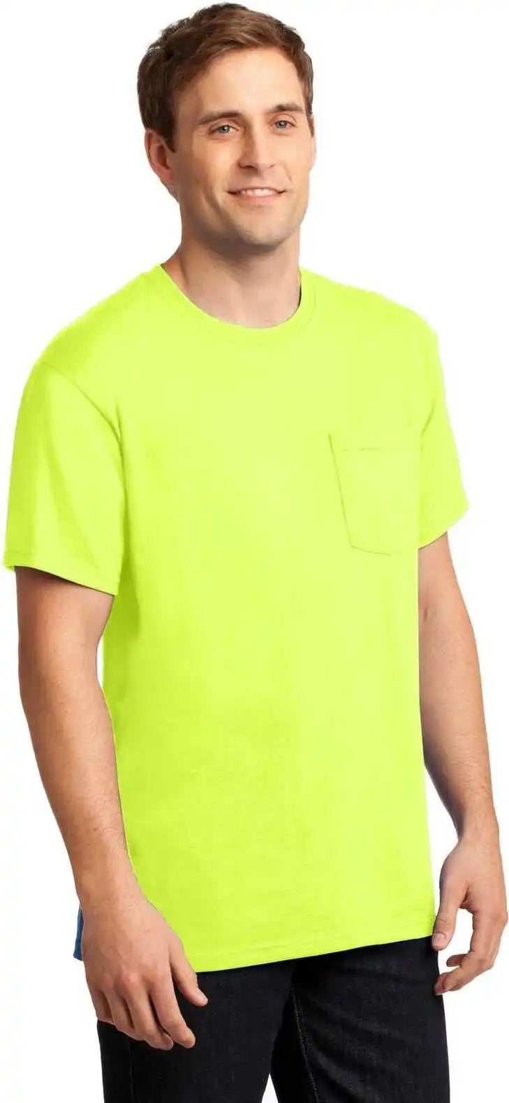 Jerzees 29mp Dri Power 50/50 Cotton/poly Pocket t Shirt Safety Green
