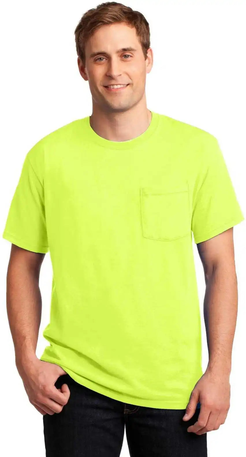 Jerzees 29mp Dri Power 50/50 Cotton/poly Pocket t Shirt Safety Green