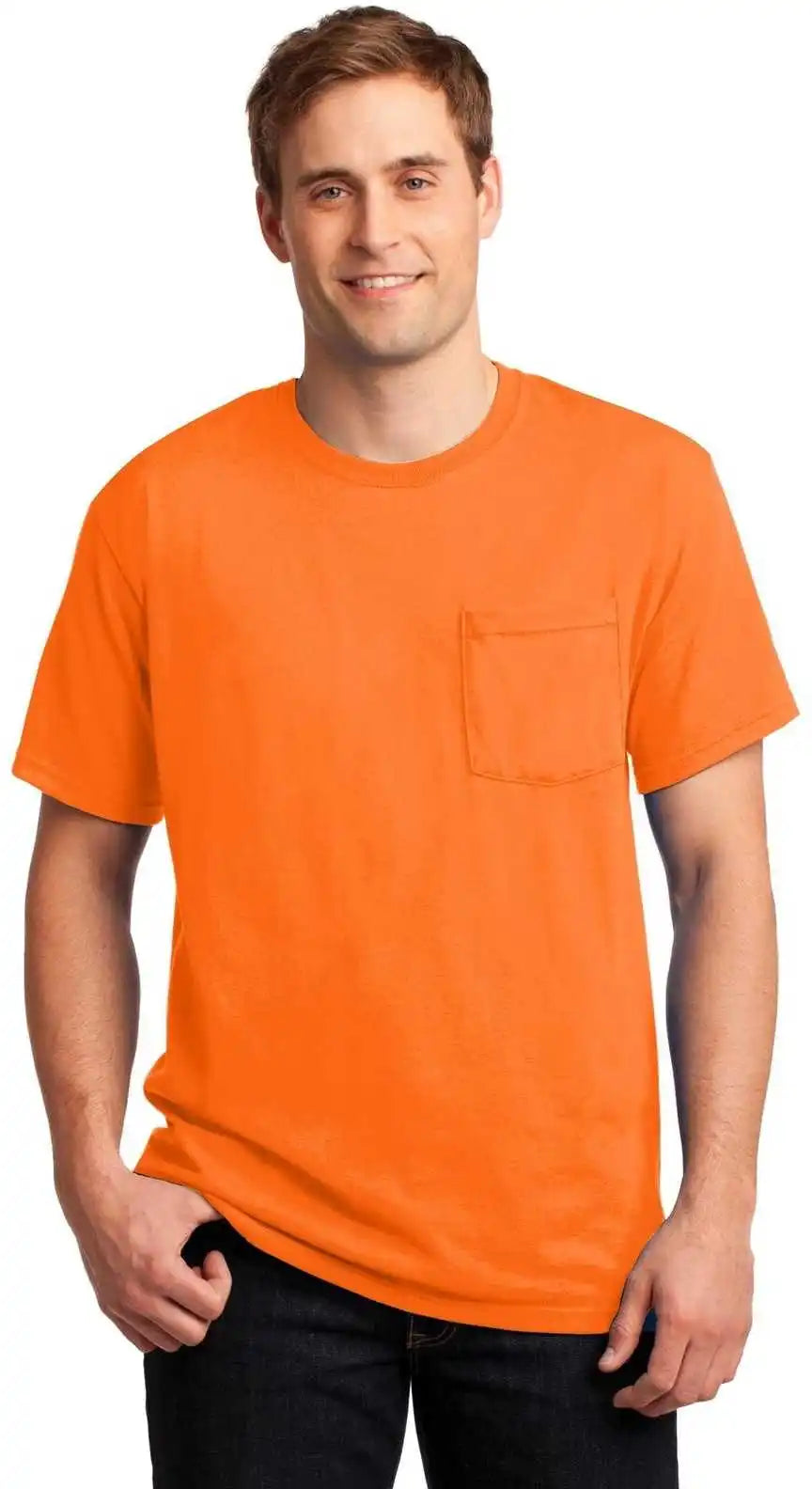 Jerzees 29mp Dri-power 50/50 Cotton/poly Pocket T-shirt - Safety Orange