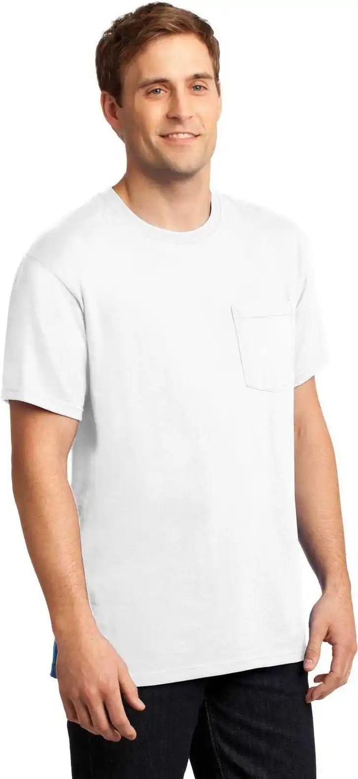 Jerzees 29mp Dri-power 50/50 Cotton/poly Pocket T-shirt - White