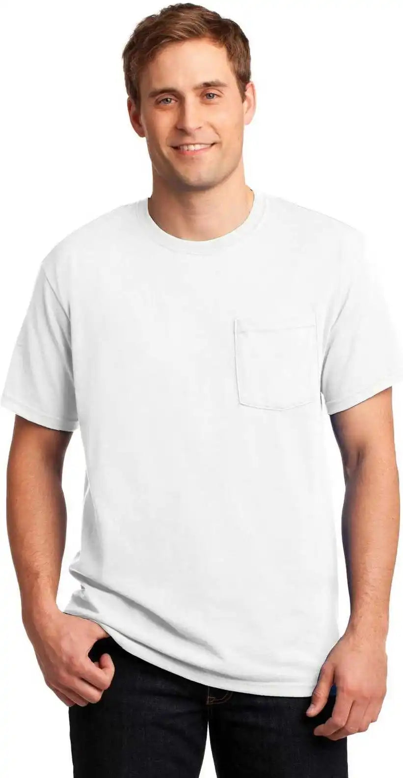 Jerzees 29mp Dri-power 50/50 Cotton/poly Pocket T-shirt - White