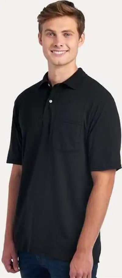 Jerzees 436mp Dri Power Polo with Pocket Black