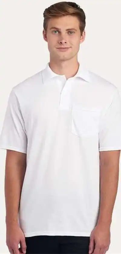 Jerzees 436mp Dri-power Polo with Pocket - White