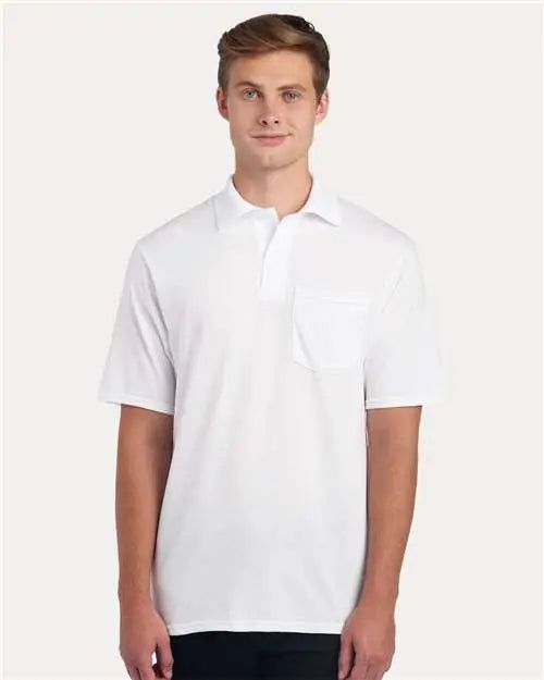 Jerzees 436mp Dri-power® Polo with Pocket - White
