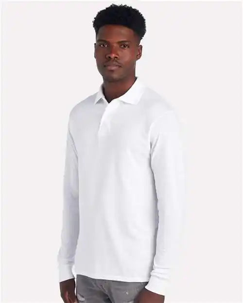 Jerzees 437lr Dri-power Long Sleeve Polo - White