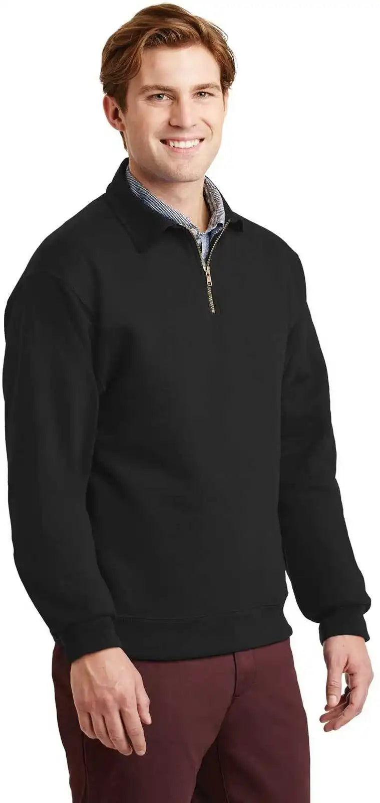 Jerzees 4528m Super Sweats Nublend 1/4 Zip Sweatshirt with Cadet Collar Black