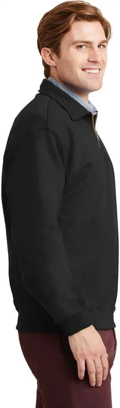 Jerzees 4528m Super Sweats Nublend 1/4 Zip Sweatshirt with Cadet Collar Black