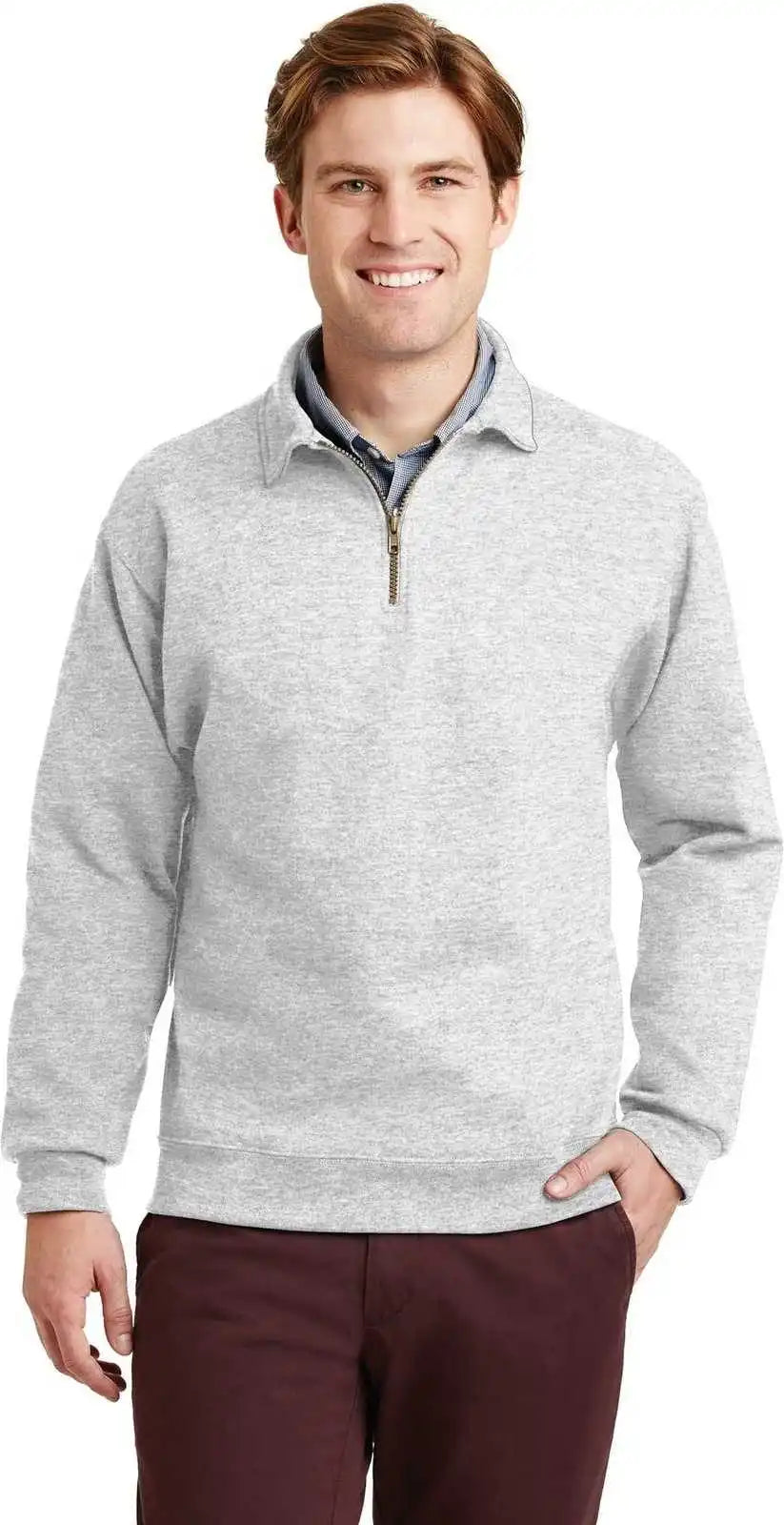 Jerzees 4528m Super Sweats Nublend 1/4 Zip Sweatshirt with Cadet Collar Ash