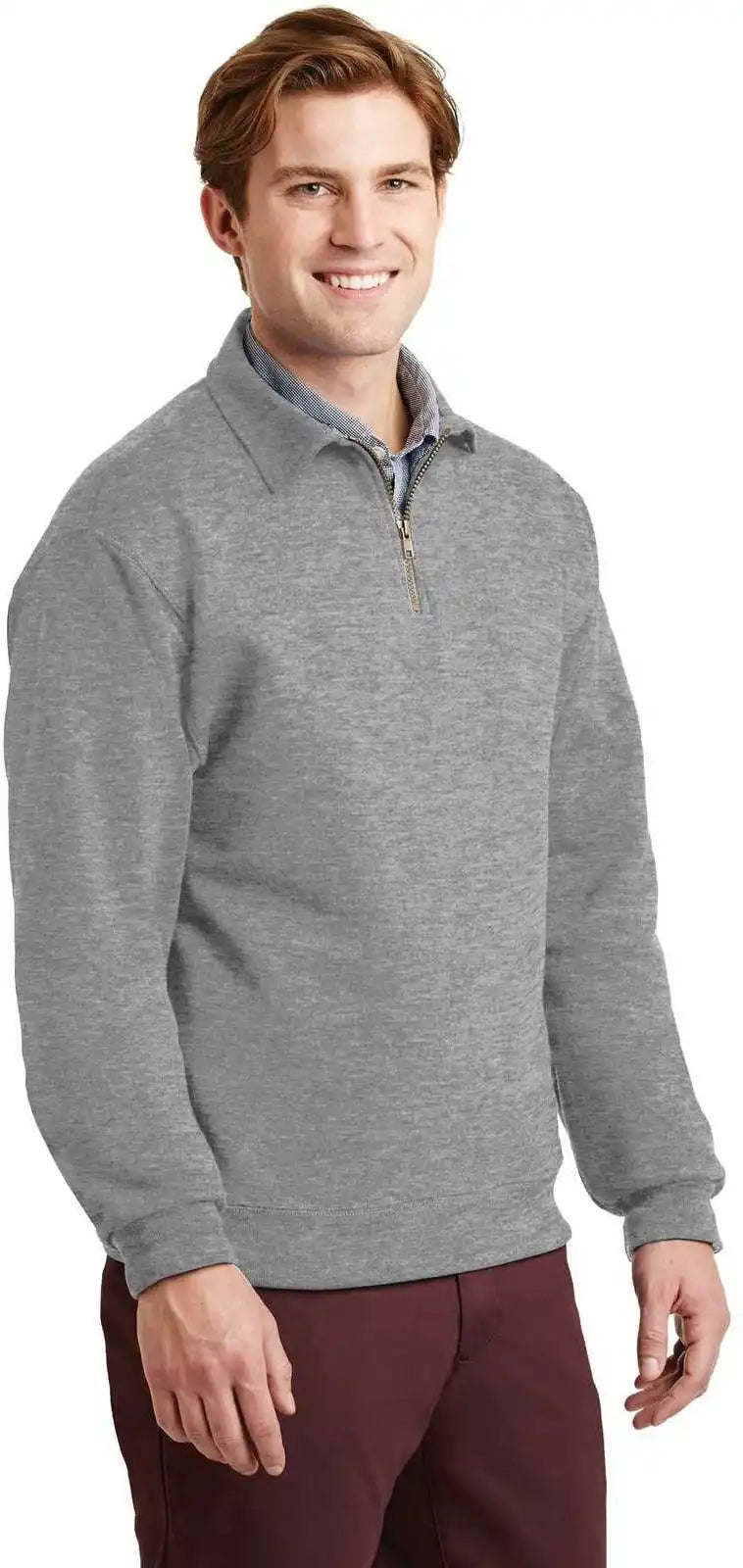 Jerzees 4528m Super Sweats Nublend 1/4 Zip Sweatshirt with Cadet Collar Oxford