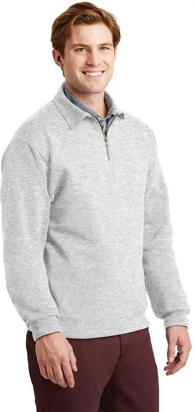 Jerzees 4528m Super Sweats Nublend 1/4 Zip Sweatshirt with Cadet Collar Ash