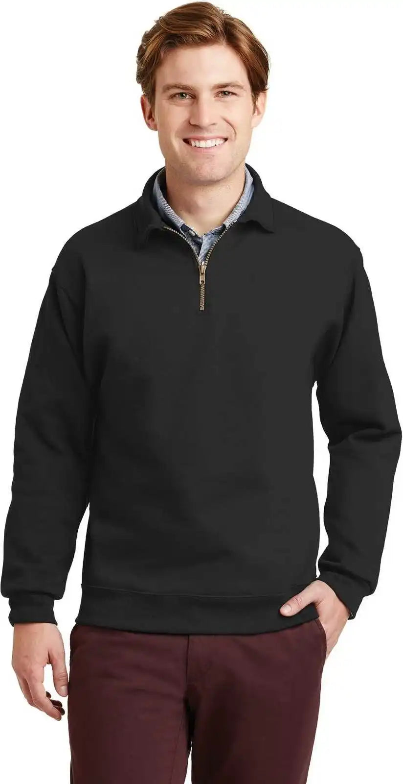 Jerzees 4528m Super Sweats Nublend 1/4 Zip Sweatshirt with Cadet Collar Black