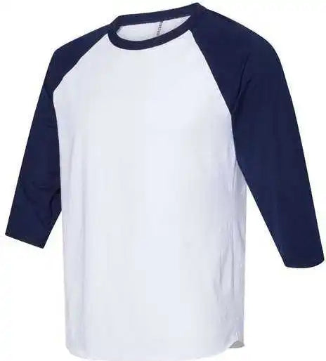 Jerzees 560rr Premium Blend Ringspun Three Quarter Sleeve Raglan Baseball t Shirt White J. Navy