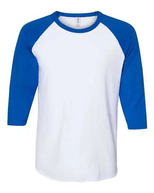 Jerzees 560rr Premium Blend Ringspun Three-quarter Sleeve Raglan Baseball T-shirt - White Royal