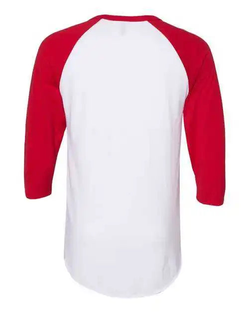 Jerzees 560rr Premium Blend Ringspun Three Quarter Sleeve Raglan Baseball t Shirt White True Red