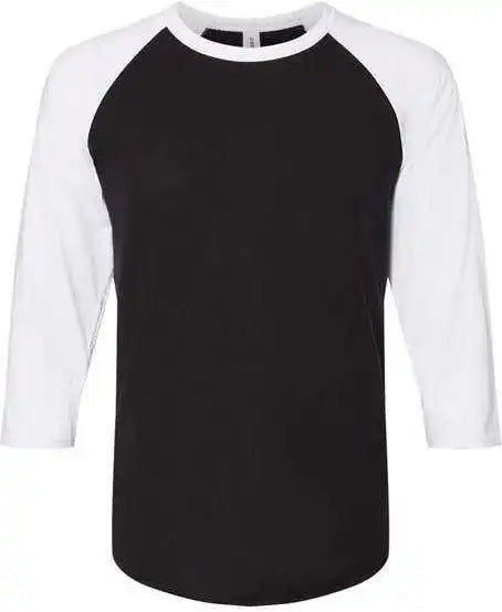 Jerzees 560rr Premium Blend Ringspun Three-quarter Sleeve Raglan Baseball T-shirt - Black Ink White