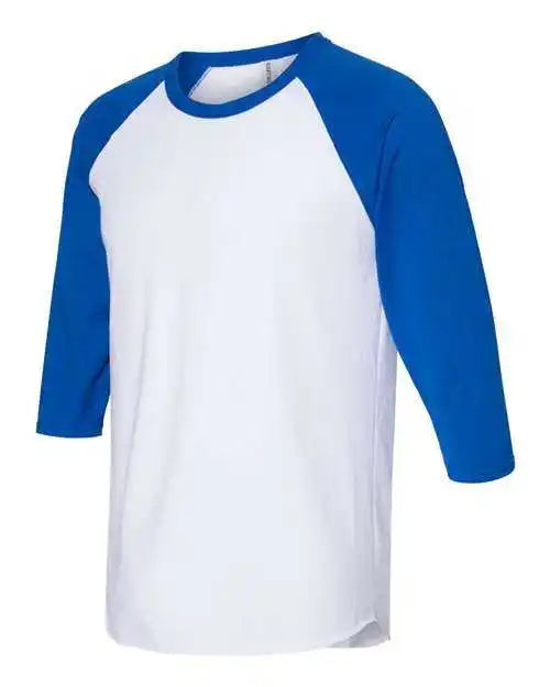 Jerzees 560rr Premium Blend Ringspun Three-quarter Sleeve Raglan Baseball T-shirt - White Royal