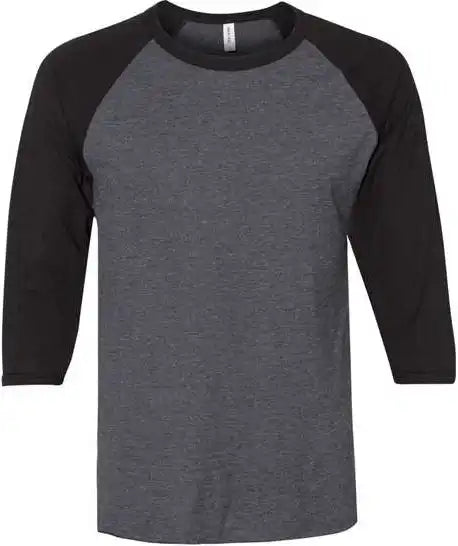 Jerzees 560rr Premium Blend Ringspun Three Quarter Sleeve Raglan Baseball t Shirt Black Ink Heather
