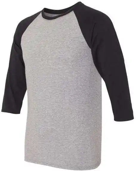 Jerzees 601rr Triblend Three-quarter Raglan Baseball T-shirt - Oxford Black
