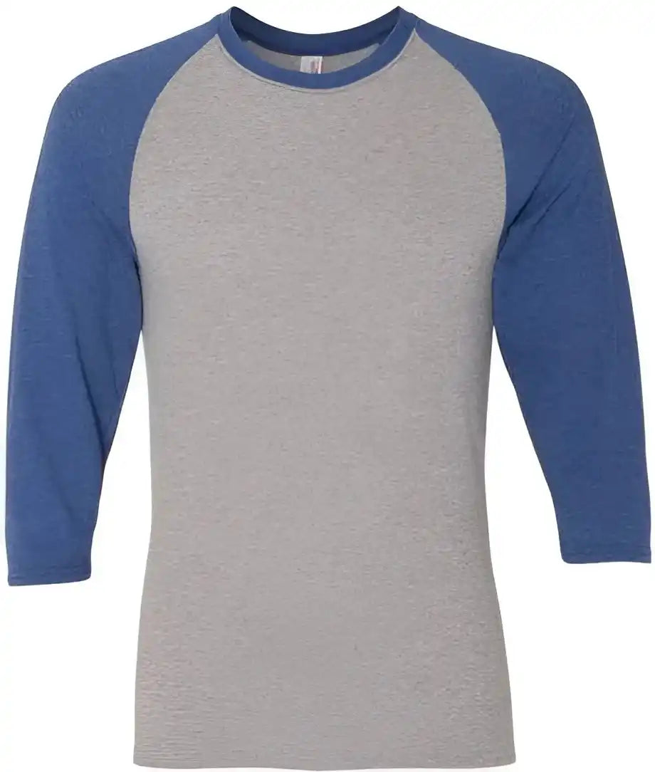 Jerzees 601rr Triblend Three-quarter Raglan Baseball T-shirt - Oxford True Blue Heather