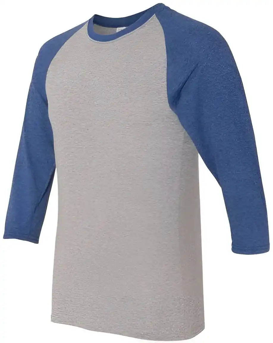 Jerzees 601rr Triblend Three-quarter Raglan Baseball T-shirt - Oxford True Blue Heather