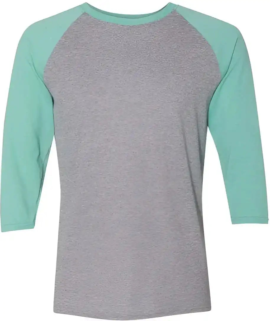Jerzees 601rr Triblend Three-quarter Raglan Baseball T-shirt - Oxford Mint Heather