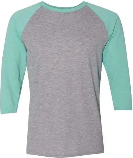 Jerzees 601rr Triblend Three-quarter Raglan Baseball T-shirt - Oxford Mint Heather