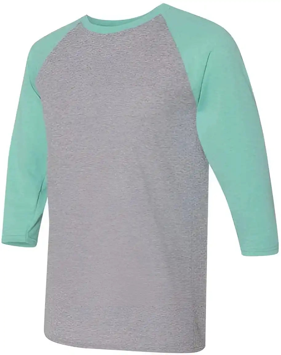 Jerzees 601rr Triblend Three-quarter Raglan Baseball T-shirt - Oxford Mint Heather
