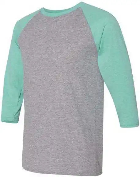 Jerzees 601rr Triblend Three-quarter Raglan Baseball T-shirt - Oxford Mint Heather