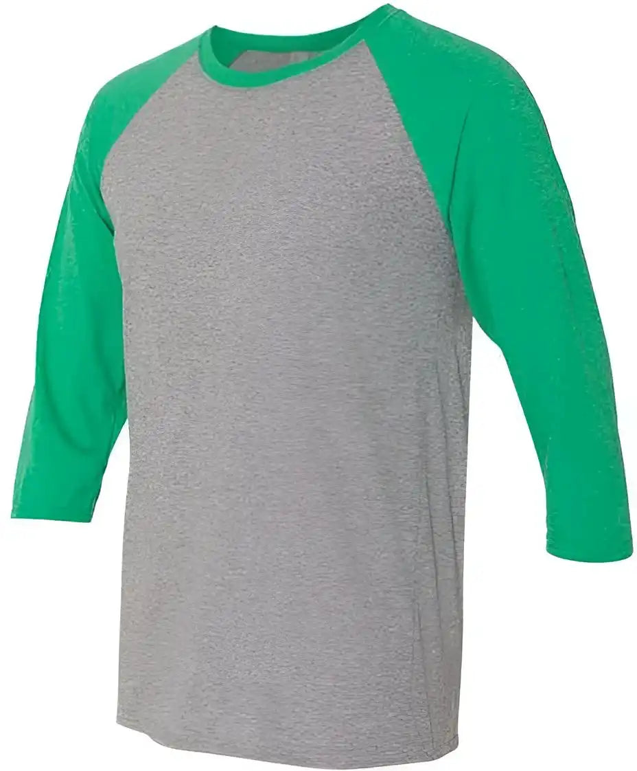 Jerzees 601rr Triblend Three-quarter Raglan Baseball T-shirt - Oxford Irish Green Heather