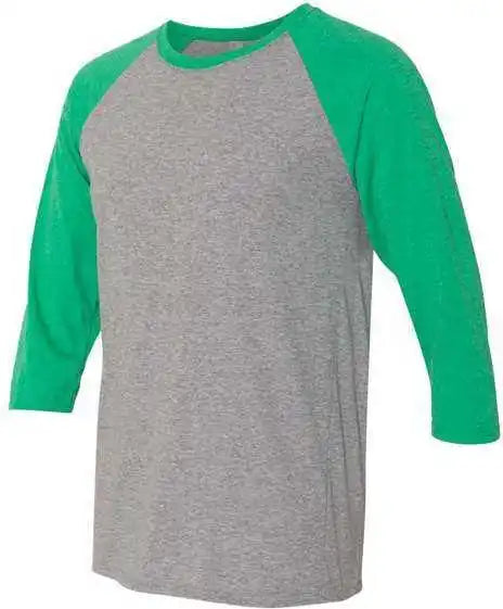 Jerzees 601rr Triblend Three-quarter Raglan Baseball T-shirt - Oxford Irish Green Heather