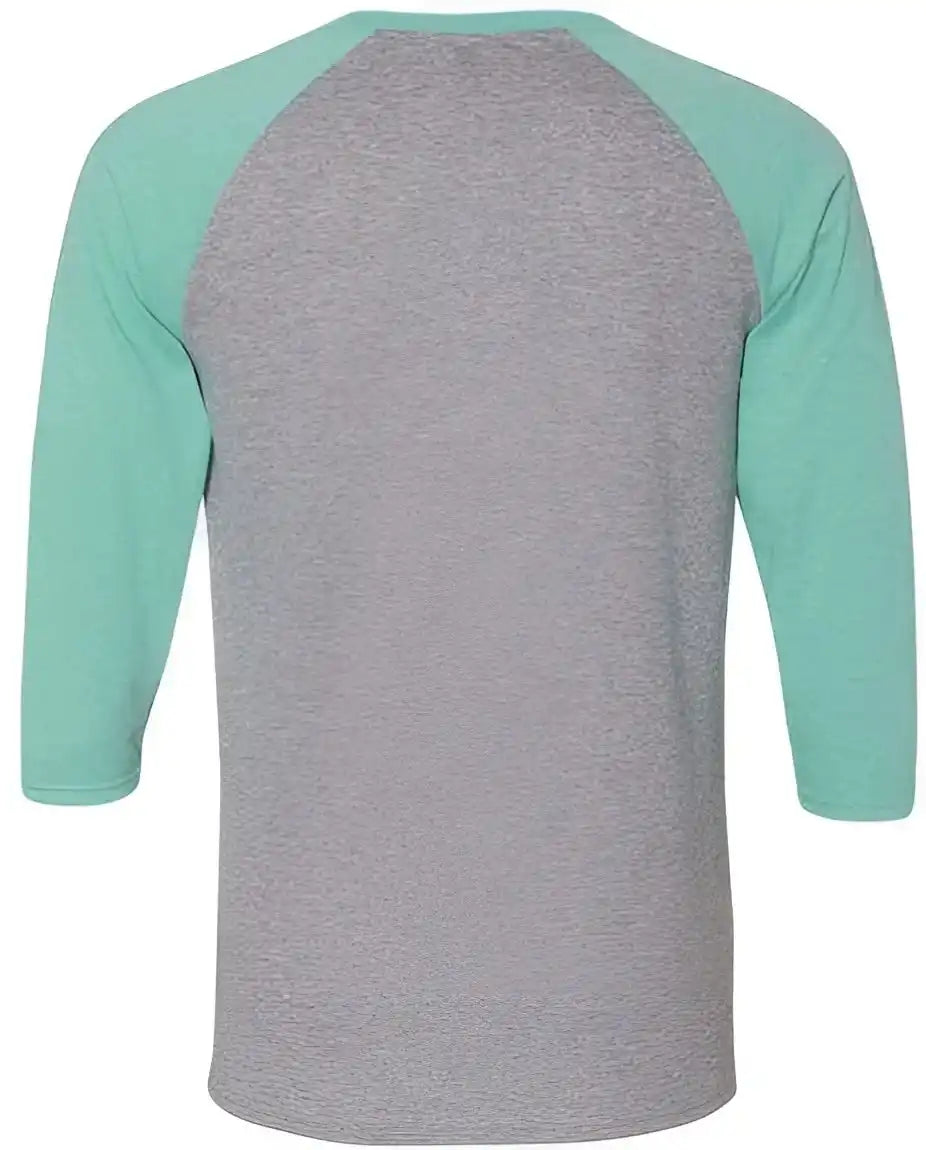 Jerzees 601rr Triblend Three-quarter Raglan Baseball T-shirt - Oxford Mint Heather