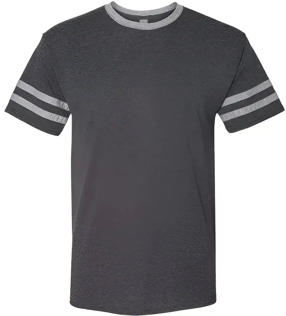 Jerzees 602mr Triblend Varsity Ringer T-shirt - Black Heather Oxford