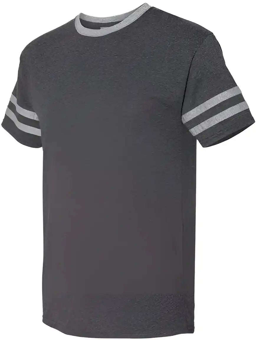 Jerzees 602mr Triblend Varsity Ringer T-shirt - Black Heather Oxford