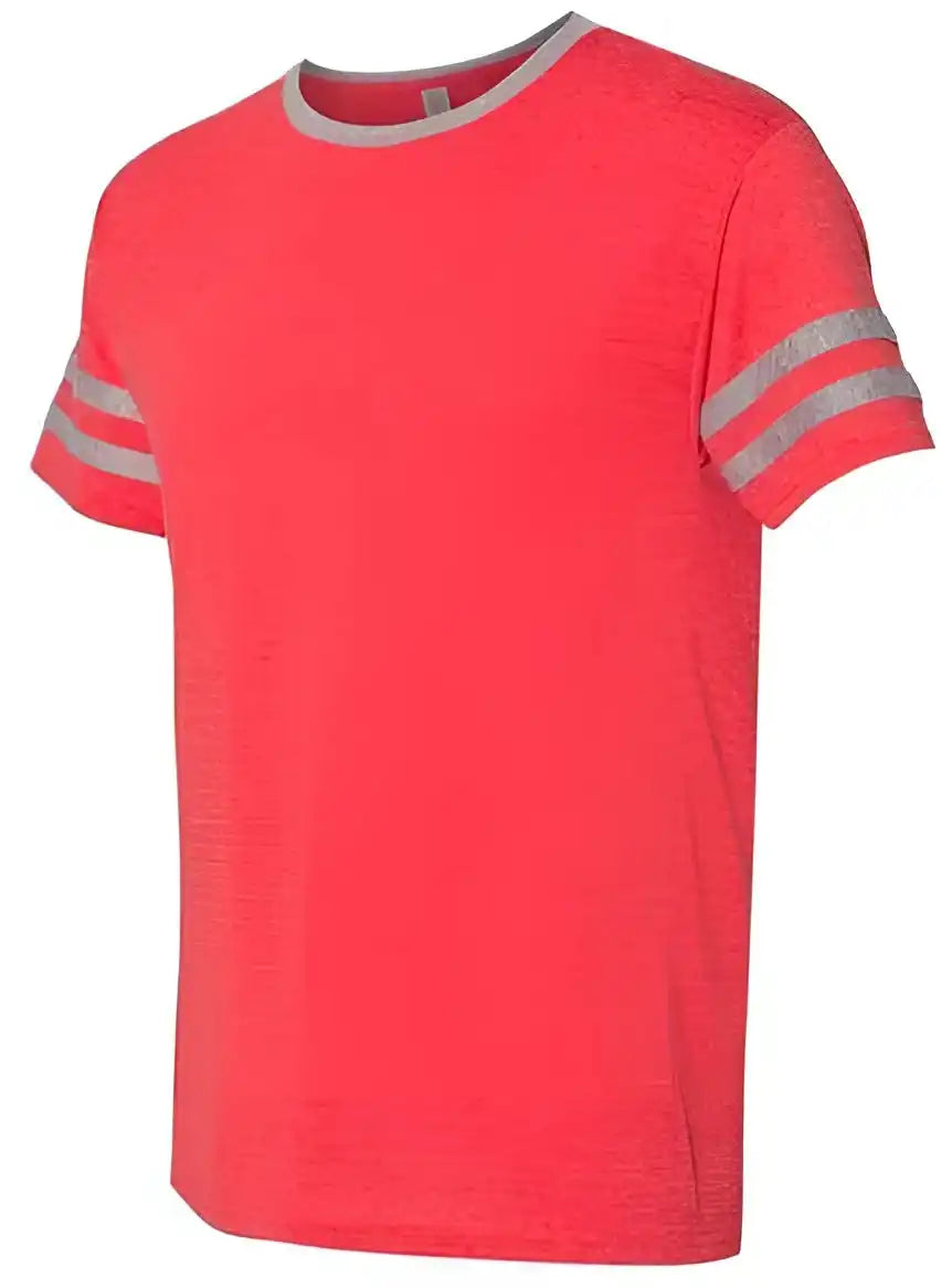 Jerzees 602mr Triblend Varsity Ringer t Shirt Fiery Red Heather Oxford