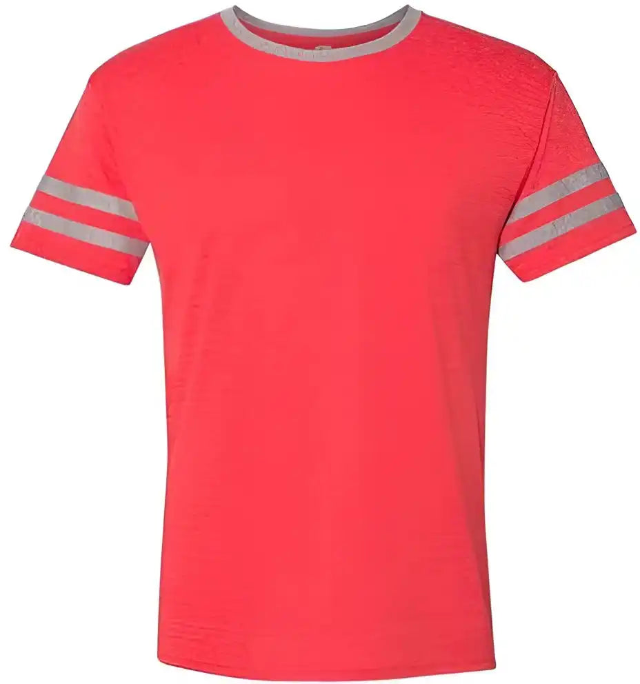 Jerzees 602mr Triblend Varsity Ringer t Shirt Fiery Red Heather Oxford