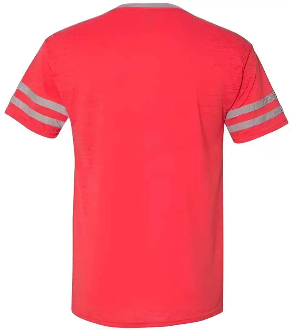 Jerzees 602mr Triblend Varsity Ringer t Shirt Fiery Red Heather Oxford