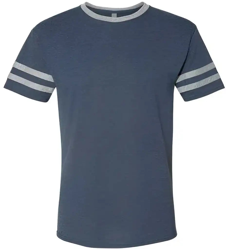 Jerzees 602mr Triblend Varsity Ringer t Shirt Indigo Heather Oxford