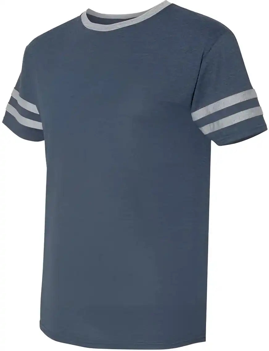 Jerzees 602mr Triblend Varsity Ringer t Shirt Indigo Heather Oxford