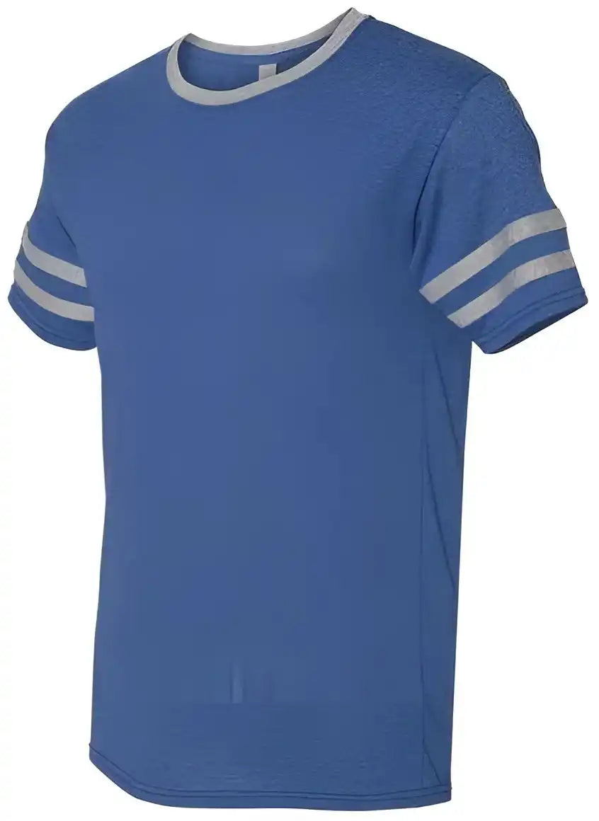 Jerzees 602mr Triblend Varsity Ringer t Shirt True Blue Heather Oxford