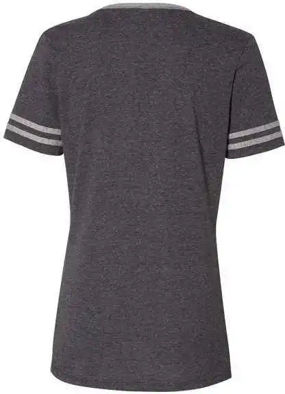 Jerzees 602wvr Women’s Varsity Triblend V-neck T-shirt - Black Heather Oxford