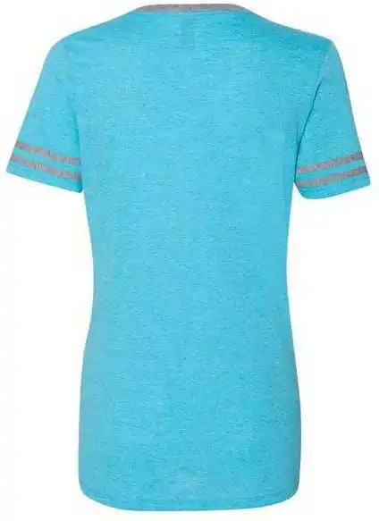 Jerzees 602wvr Women’s Varsity Triblend V-neck T-shirt - Caribbean Blue Oxford