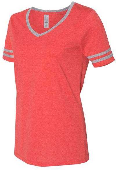 Jerzees 602wvr Women’s Varsity Triblend V-neck T-shirt - Fiery Red Heather Oxford