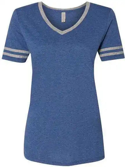 Jerzees 602wvr Women’s Varsity Triblend V-neck T-shirt - True Blue Heather Oxford