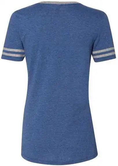 Jerzees 602wvr Women’s Varsity Triblend V-neck T-shirt - True Blue Heather Oxford
