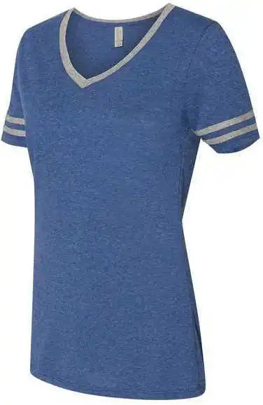 Jerzees 602wvr Women’s Varsity Triblend V-neck T-shirt - True Blue Heather Oxford